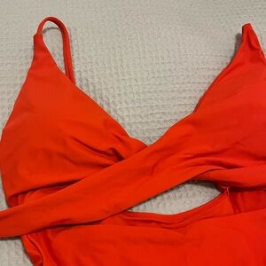 Gap Red Tie-Knot Wrap One Piece Swimsuit